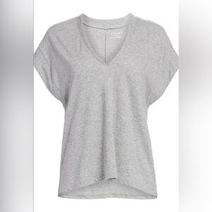 Frame Le mid V Gray Women's V-Neck Top size Medium